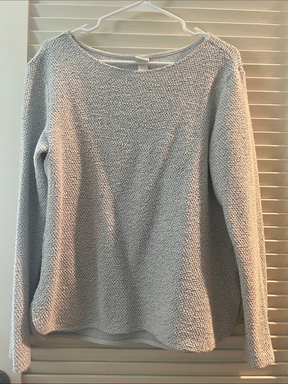Classic Crewneck Knit Sweater in Light Gray
